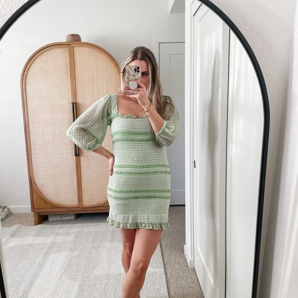 Capulet Revolve Siobhan Smocked Plaid Mini Dress GUC M - Picture 5 of 16